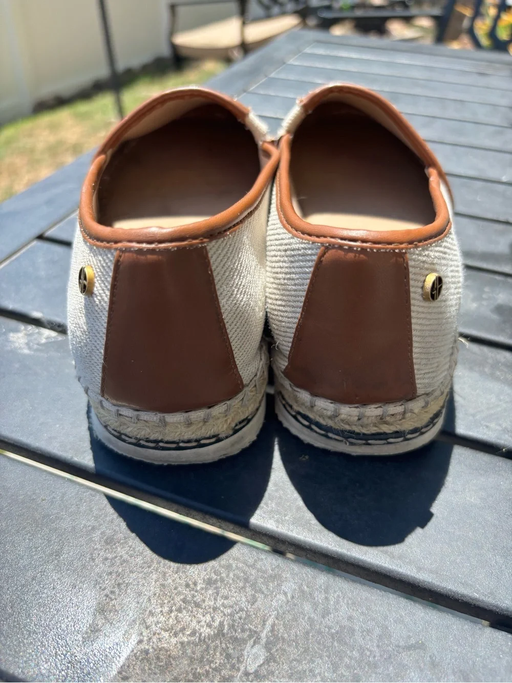 Giani Bernini Women's Cream Espadrilles with Brown Trim